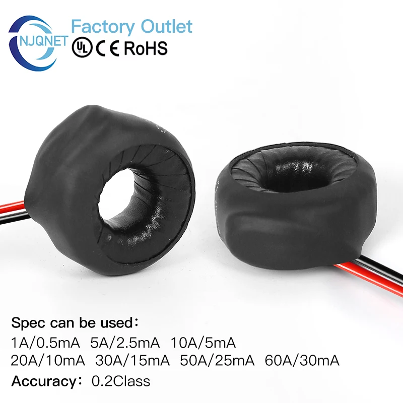 Miniature Coil Type Current Transformer CT Sensor QNCT30L 5A 5mA 5A 2.5mA 10A 2000:1 50A Toroidal Current Transformer Factory