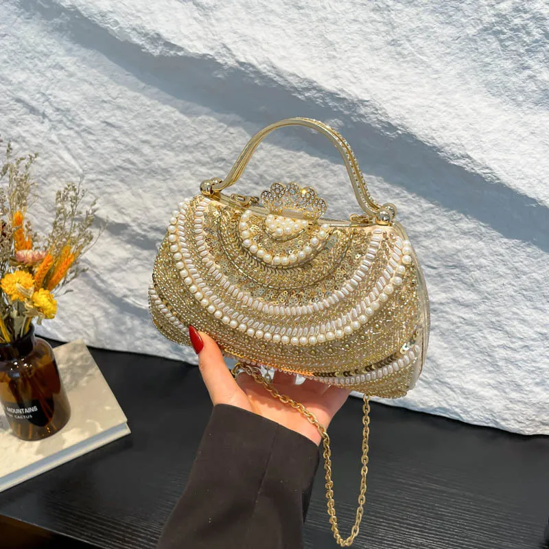 

Цепочки с бисером, новые сумки с ручками сверху, изысканные роскошные сумки для женщин, лидер продаж 2025, универсальные модные богатые женские сумки