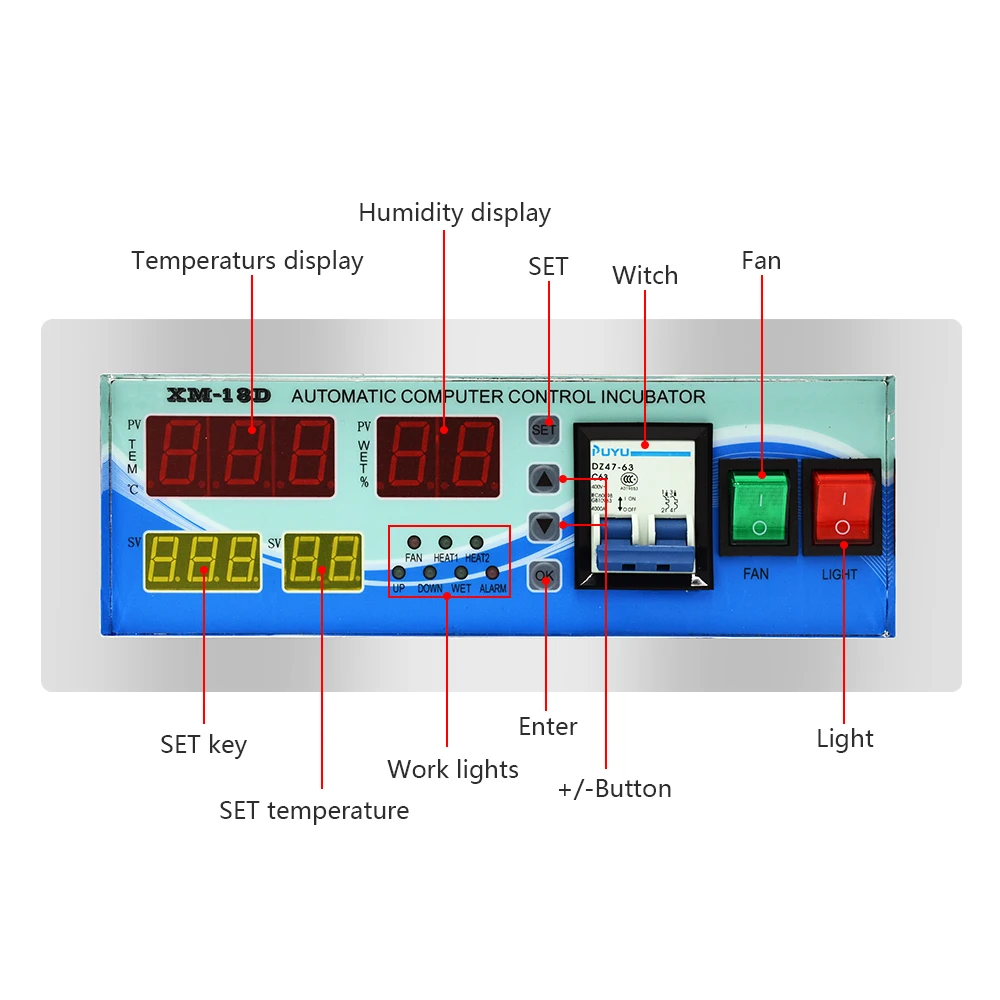XM-18D Egg Incubator Digital Automatic Thermostat 220V Temperature Controller Mini Egg Incubator Control System Hatchery Machine