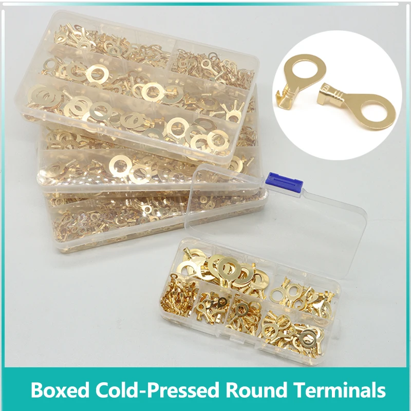 

Boxed Round Terminal Block M3~M10 O-type Lugs Cold-Pressed Electric Cable Connector Copper Tab Wiring Nose Combination Set DIY