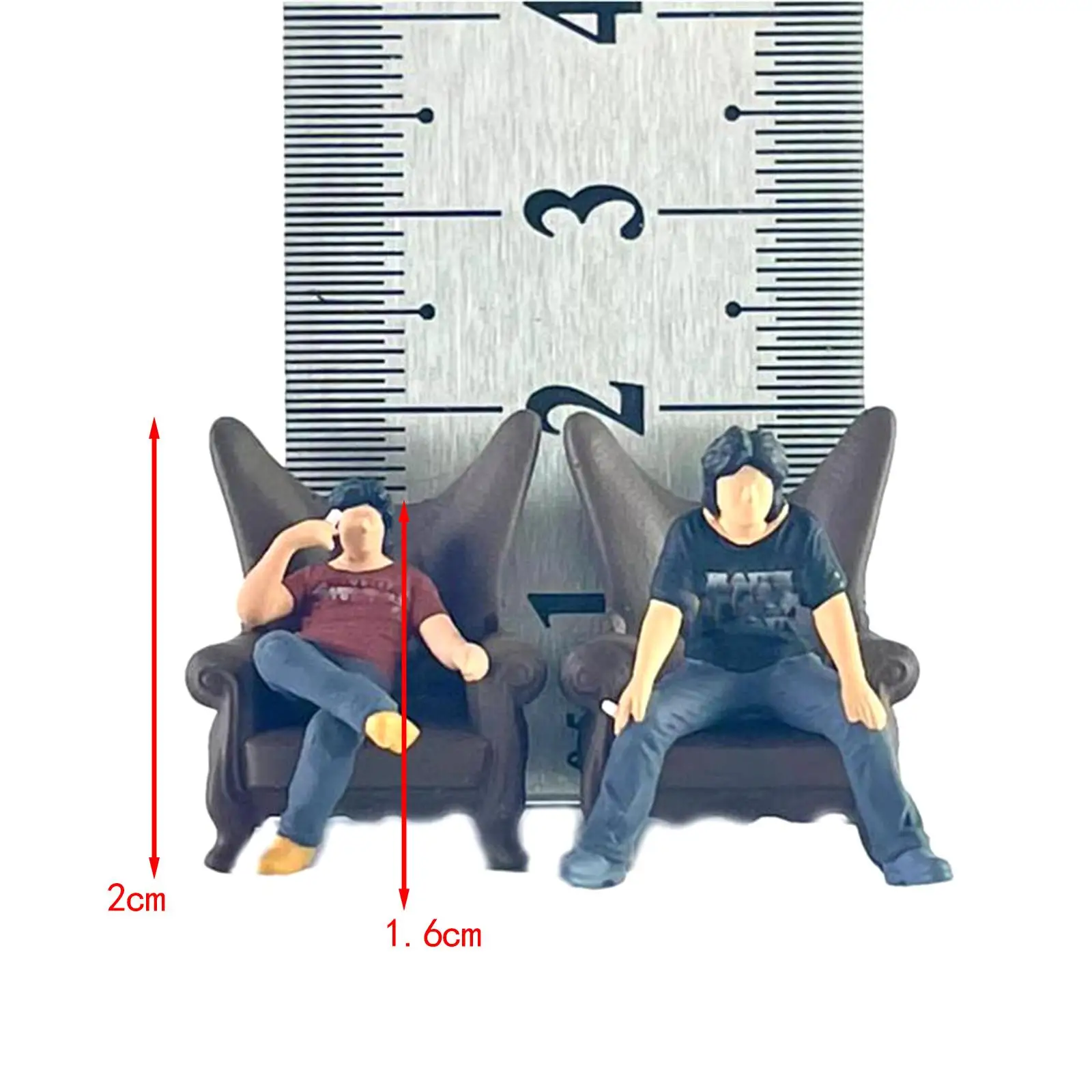 2x1/64 Männer und Stuhl Figuren Mikro Landschaft Handwerk s Messgerät winzige Menschen Modell Harz Miniatur Szenen Modell Figuren Dekoration