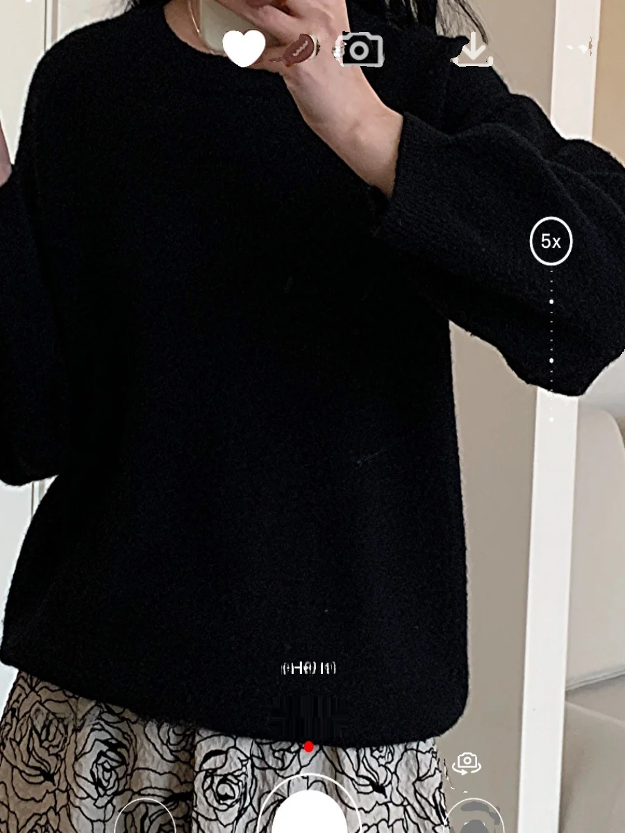 

Thiened Long Sve вязаный свитер Pure Bla eep Camere Crew Ne, мягкая уютная теплая обувь для женщин