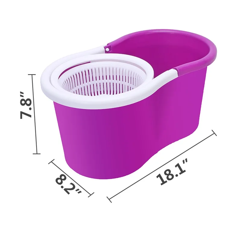 360° Rotating Head Easy Magic Floor Mop Bucket Stretchable Ultra Slim Mop 2 Head Microfiber Spinning