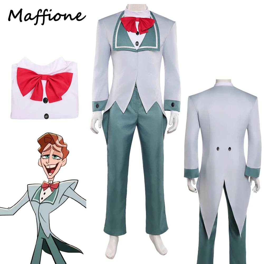 

Hotel TV Hell Inn VOX Human Cosplay Costume Men Disguise Roleplay Clothing Coat Pants Bow Ties Outfits Halloween Party Role Suit