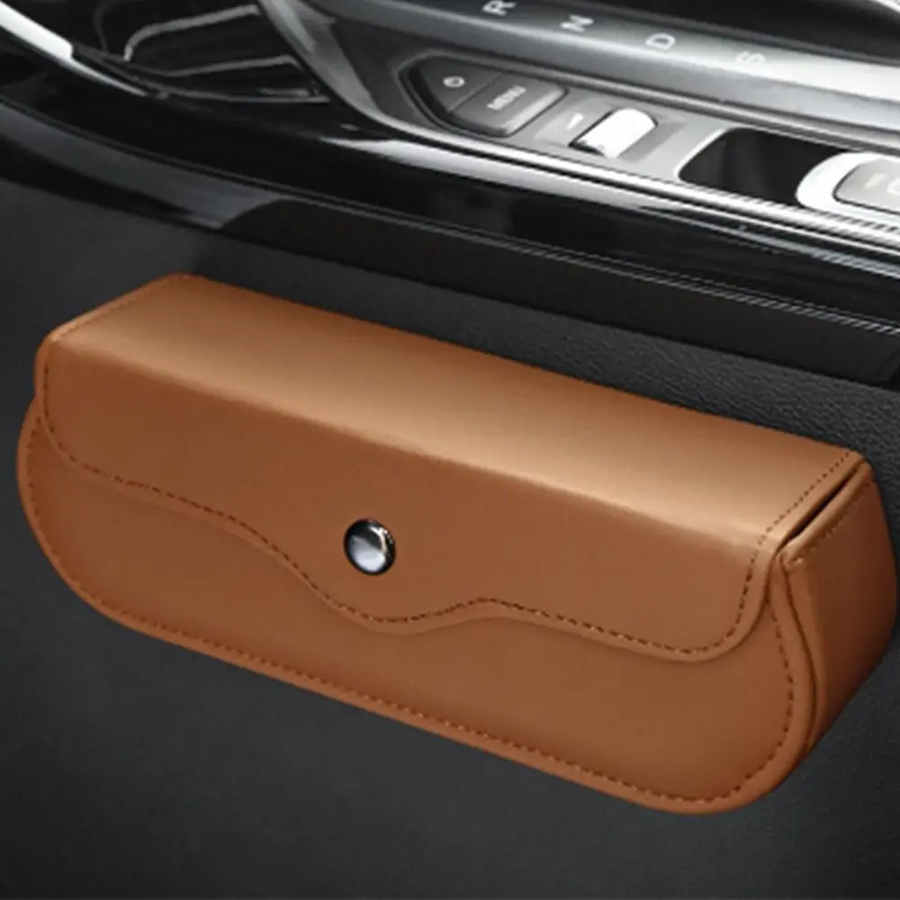 Leather Car Glasses Case Shock-proof Anti-Scratch Auto Eyeglasses Holder with Magnetic Closure Eyewear Protector