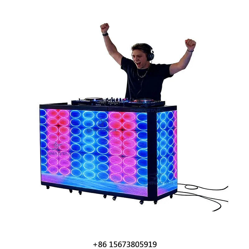 

Светодиодный экран 4500 нит P3.91 для сцены, диджейский стол-кабина, складной портативный фасадный диджейский пульт, клубный LED-дисплей с компактным транспортировочным кейсом