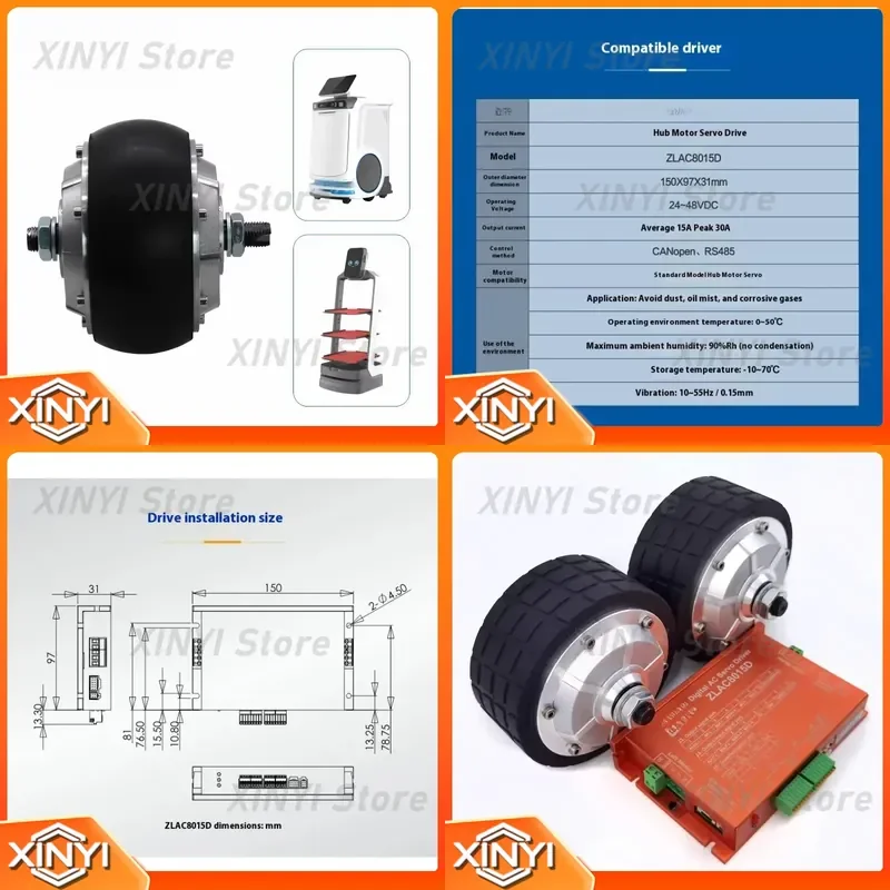 for 4.5 Inch Wheel Hub Servo Motor Dual Drive Kit 24V DC 2 in 1 Drive for Sweeping Robots Household Cleaning Devices