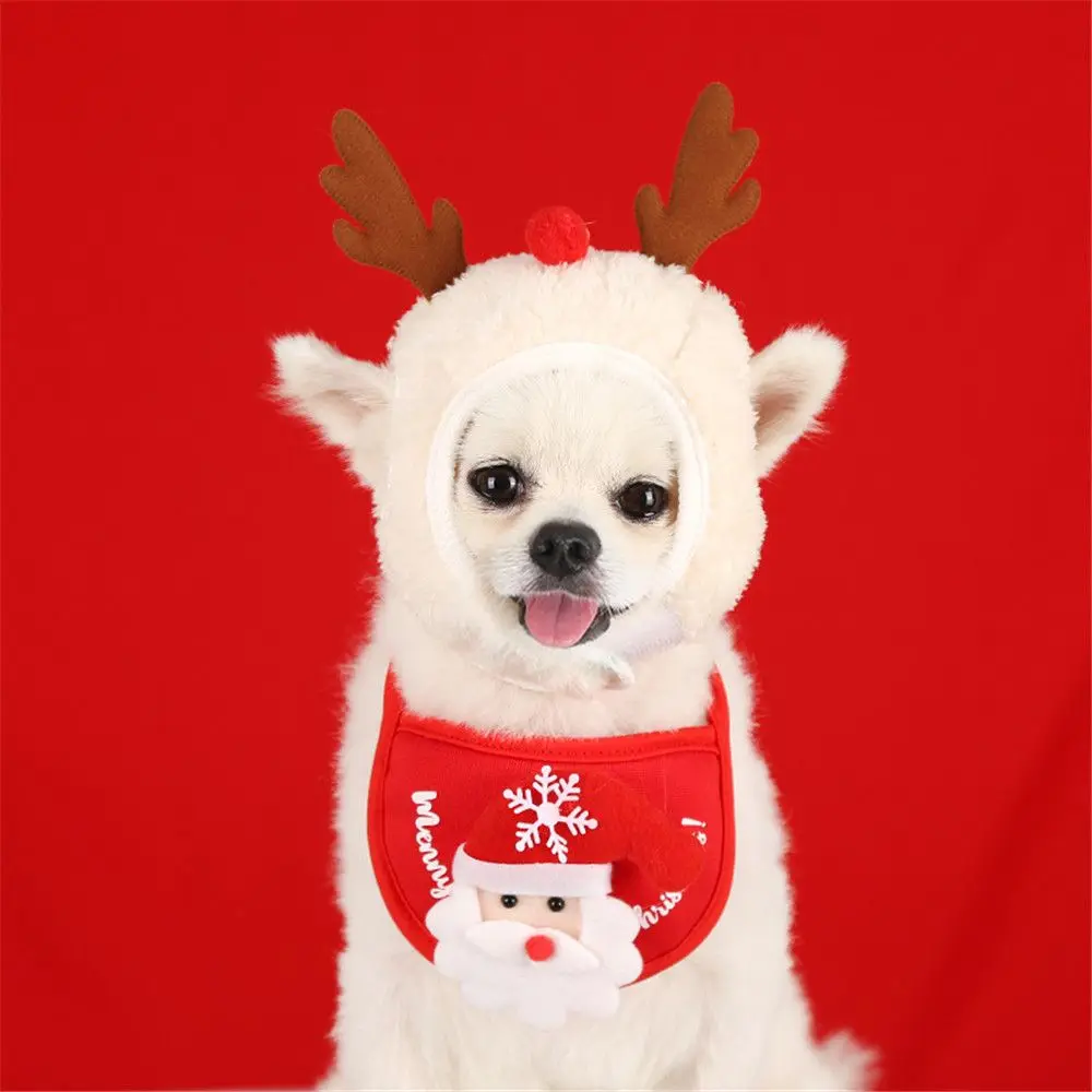 Pet Dog Bandana Bibs Cat Scarf Christmas Santa Hat New Year Plush Cap Party Home Small Puppy Yorkshire Chihuahua Product