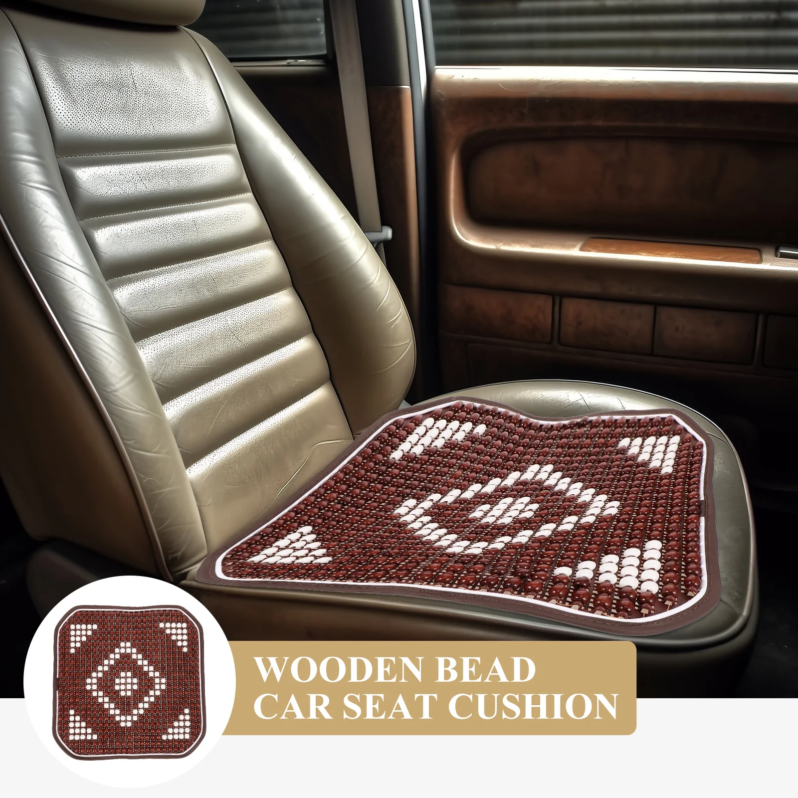 

Wooden Beads Seat -friendly Breathable Cushion for Car SUV Truck Van Home Office Chair Summer Car Seat