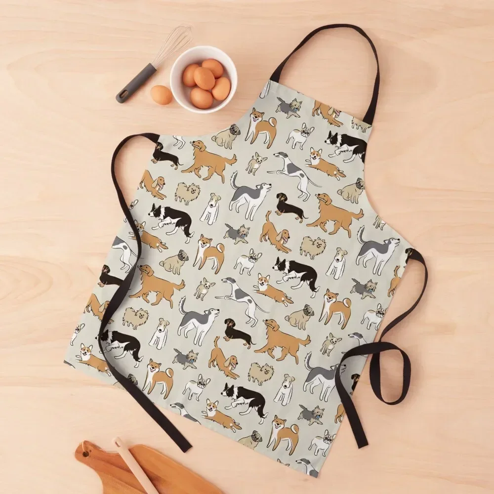 

Dogs Fun beige Apron Kitchenware Kitchen Apras Man Kitchens Woman Kitchen Things And For Home Apron