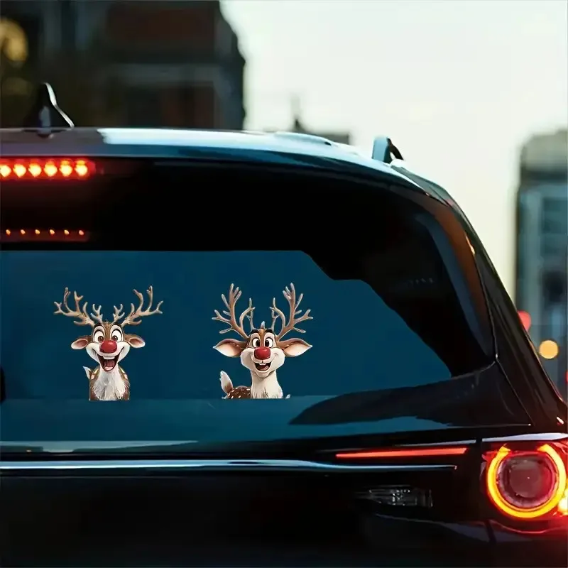 4 ピース/シートクリスマストナカイステッカー防水窓ガラス用自己粘着ビニールデカール DIY ホームデコレーションユニバーサル