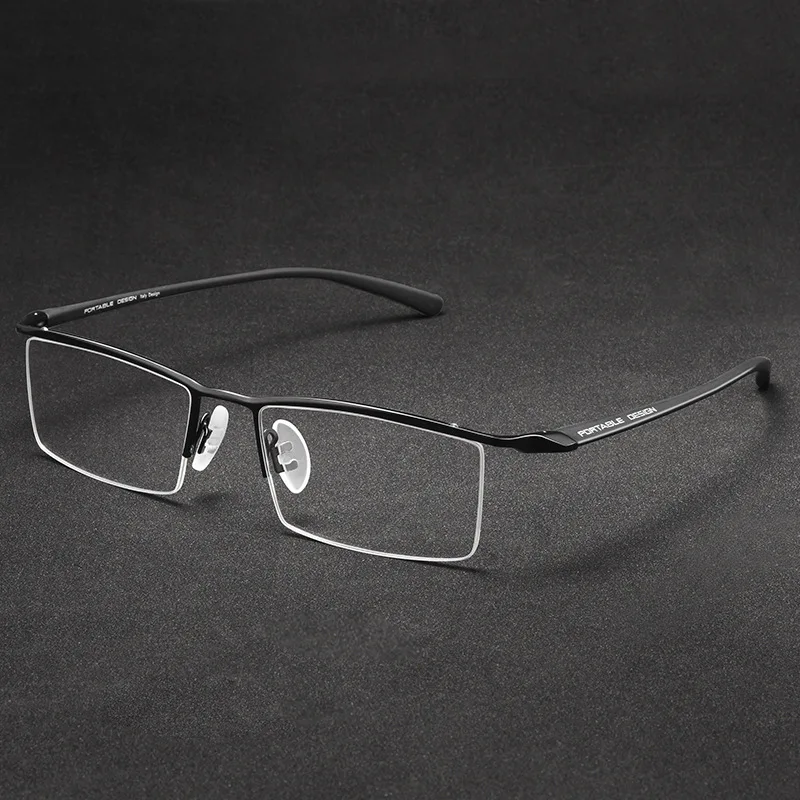 Big Size Glasses Men Luxury Business Super Light Alloy Eyewear P8190 Myopia Optical Prescription Eyeglasses  Half Frame