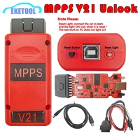 Unlock Red MPPS V21 Reset Button Unlimited Tokens Red PCB Board Full Chip With Breakout Tricore Cable ECU Chip Tuning Tool