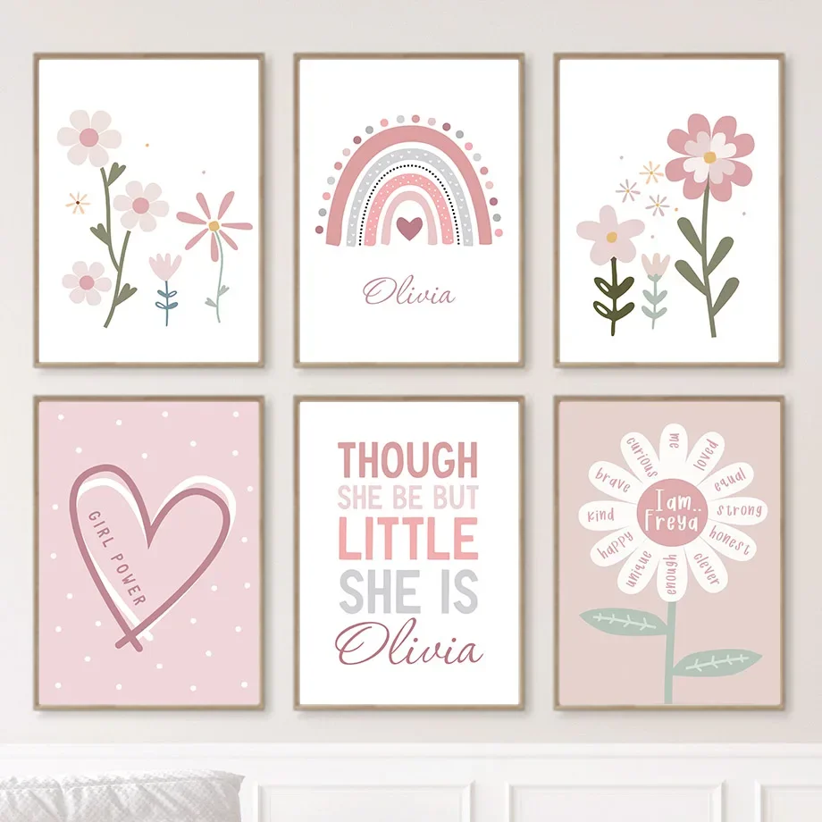 

Cute Cartoon Daisy Sunflower Rainbow Love Quote Wall Art Nordic Posters Pictures For Baby Kids Room Decor Canvas Painting Prints