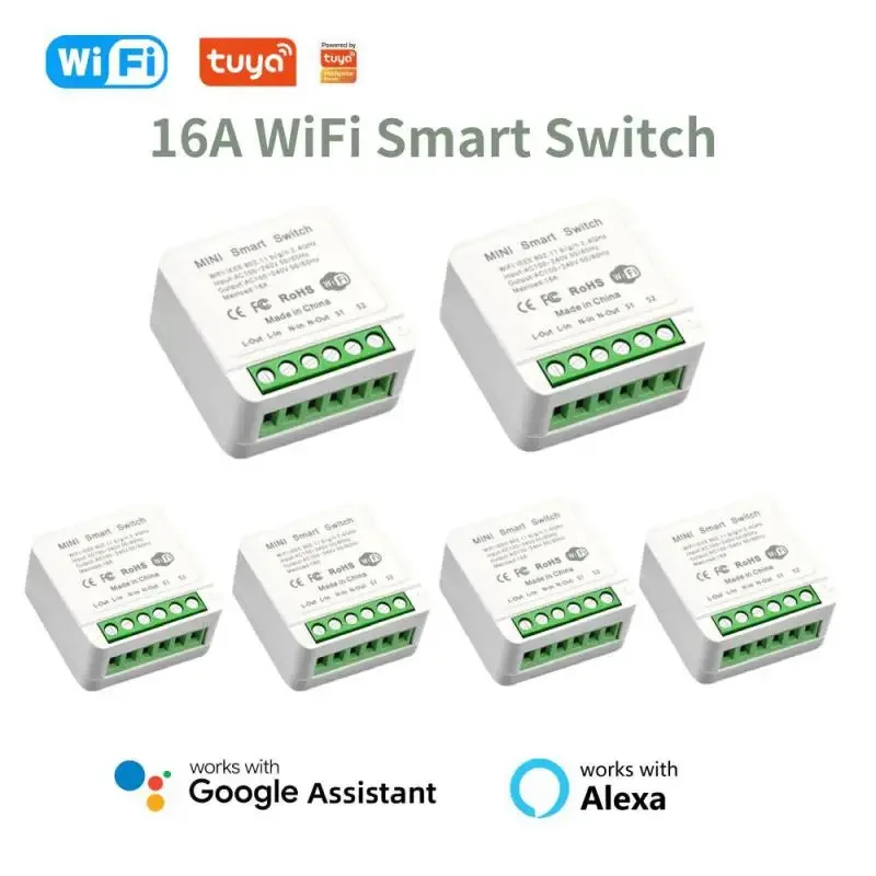 NEW 1-10 pieces Tuya Smart Life WiFi Smart Switch Alexa Google App/voice Remote Control 2-way control diy Switch module 16A