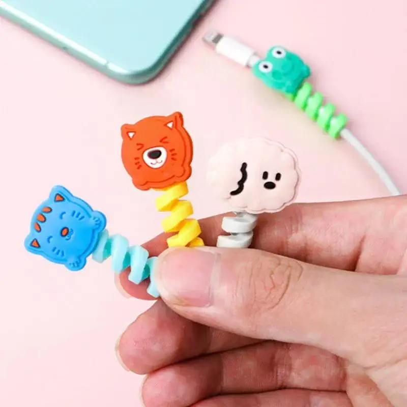 Cable Sleeve with Cable Bite Protector Cute Animal Flower TPU Soft Protective Data for Xiaomi iPhone USB Charger Cable Cord