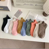 1-10 Pairs Kawaii Short Socks For Women Spring Summer Lovely Heel Embroidered Smiling Face Female Cotton Personality Ankle Socks