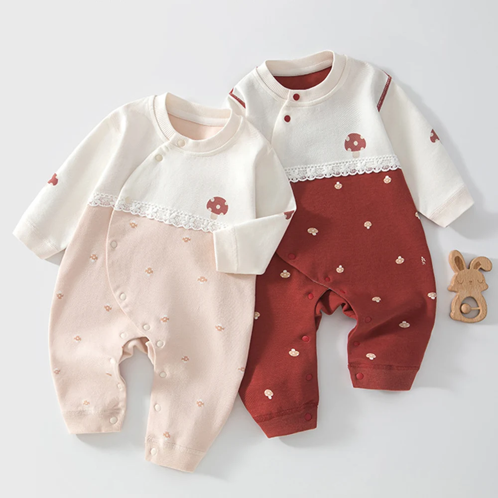 Newborn Romper Long Sleeve Combed Cotton Spring Autumn Winter Hospital Baby Clothes 0-6 Months Baby Jumpsuit