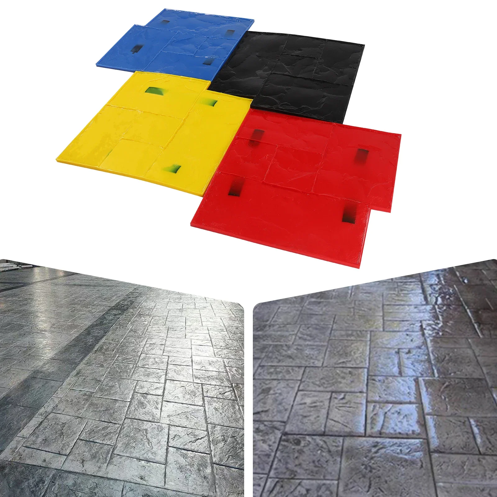 4 Pcs Concrete Texturing Skin Polyurethane Concrete Stamping Mats Set 24