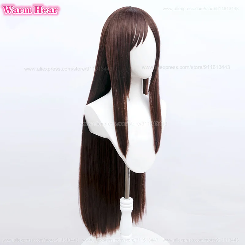 Aeiri Shoko Wig Cosplay sintetis Panjang 80cm Wig lurus coklat Anime Wig peran pesta Halloween rambut tahan panas + topi Wig