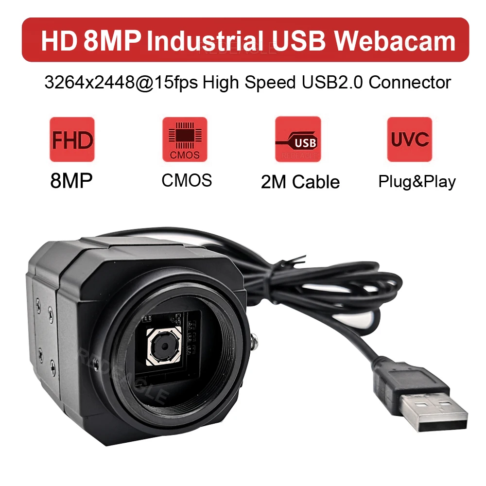 REDEAGLE Industrial HD 8MP 15fps 3264X2448 IMX179 Sensor Autofocus CCTV USB Webcam Video Conference Teaching Camera