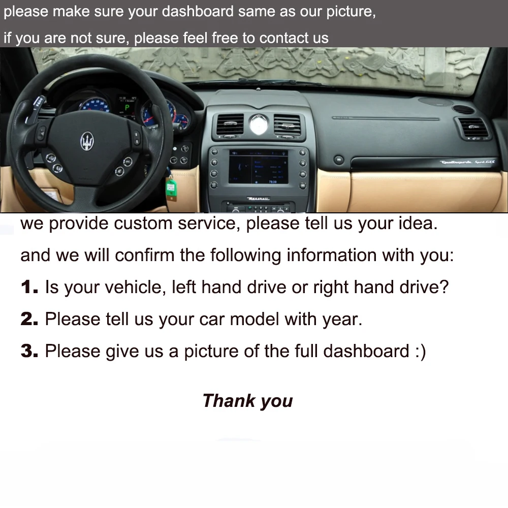 

Custom Car Dashboard Cover Wrap in Alcantara for Maserati Quattroporte 2006-2011 Mat Shade Cushion Pad Carpets Accessories