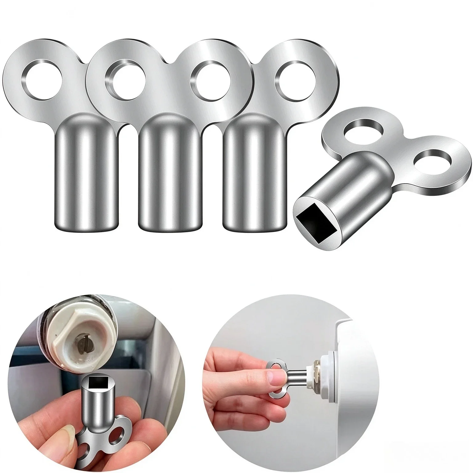 4Pcs Central Heating Radiator Bleeder Wrench, Alloy Air Vent Key, Plumbing Tool for Radiator Valve & Tap