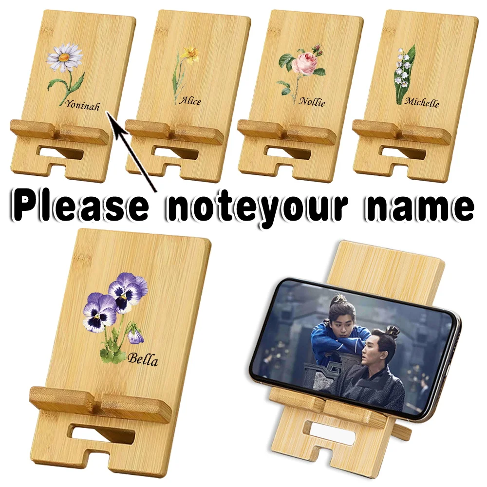 

Customized Name Wooden Phone Stand Detachable Universal Desk Smartphone Holder Portable with Charging Slot for Office Travel Use