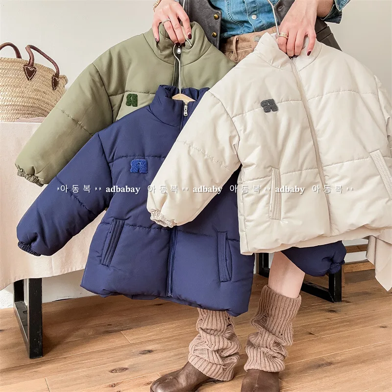 Winter New Baby Plus Velvet Thick Long Sleeve Coat Fashion Infant Warm Padded Jacket Casual Toddler Girls Boys Down Jackets