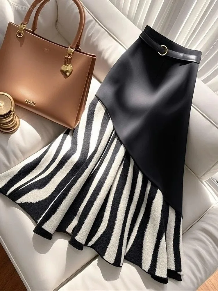 2026 Early Spring New Oversize Skirts Y2k High Waist Bodycon Skirt For Women Mid-length Ruched Korean Fashion Clothing