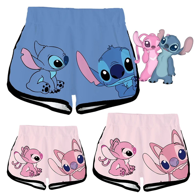 

Женские короткие штаны Disney Stitch, удобные летние дышащие шорты для фитнеса, утягивающие спортивные штаны для девочек с героями мультфильмов аниме, бриджи
