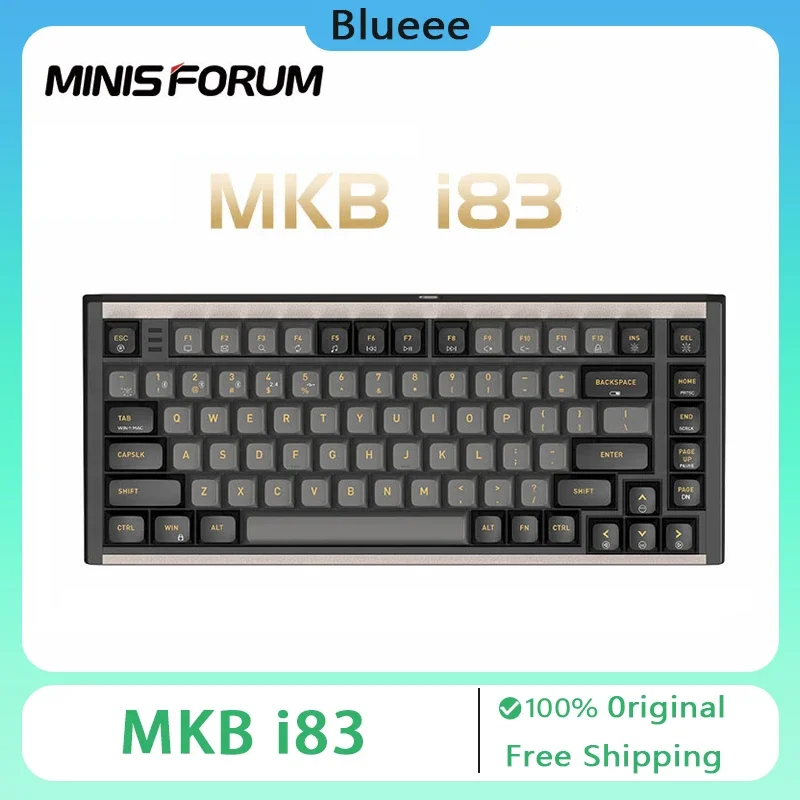 Minisforum MKB i83 Mechanical Keyboard Aluminum Alloy Wireless Tri Mode RGB Gaming Keyboard Hot Swap Gamer PC Accessories Office