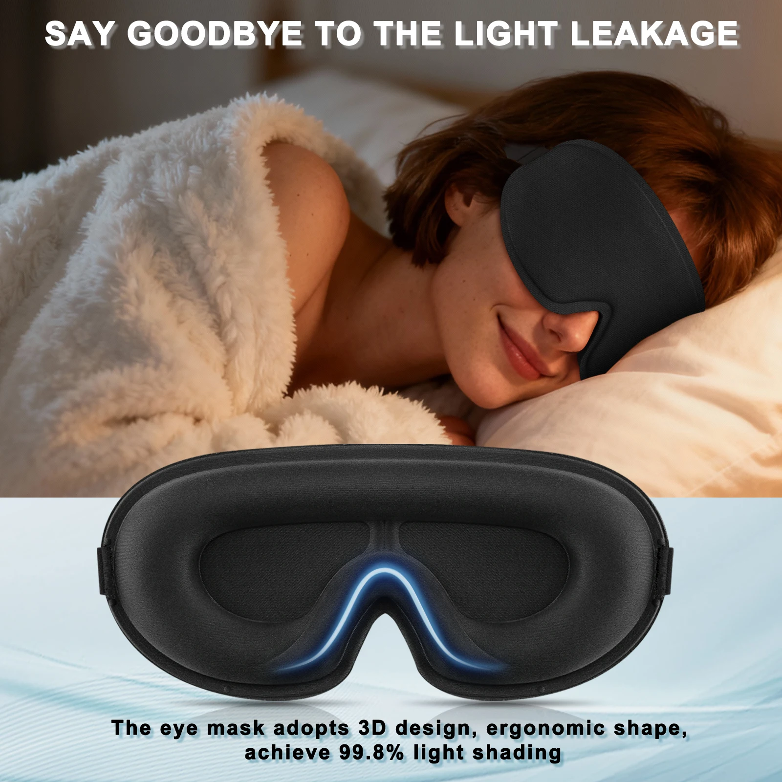 3D Blackout Sleeping Eye Mask For Women Men Side Sleepers Zero Pressure Memory Foam Eyelash Friendly Breathable Travel Essential