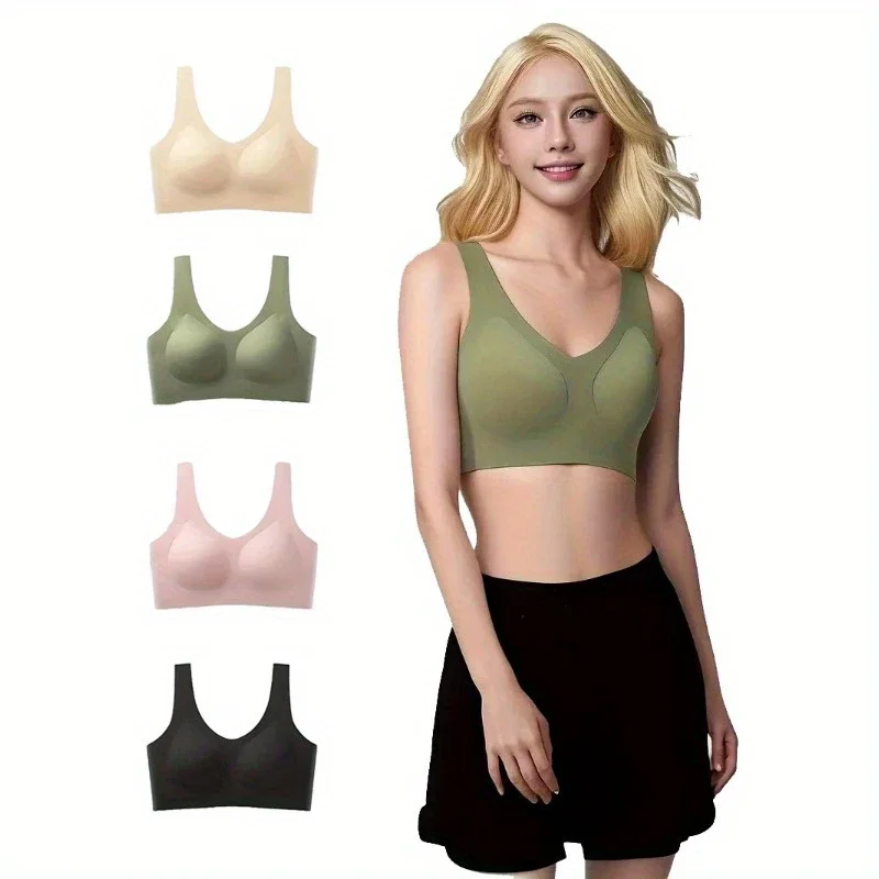 

women's underwear 4-piece set，seamless，beautiful back bra without steel ring, gathering underwear, comfortable sports bra