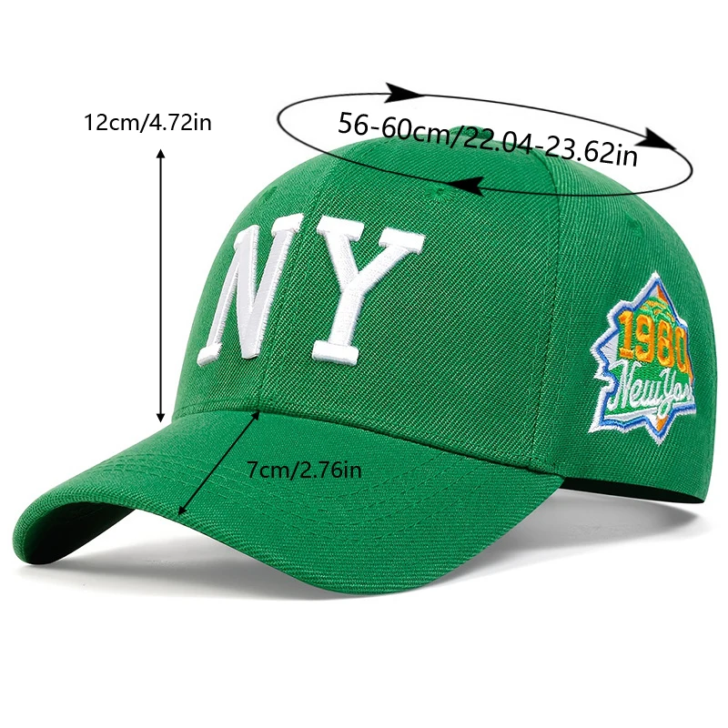 NY Baseballkappe mit Buchstabenstickerei, Baumwolle, verstellbare Snapback-Kappe, für Erwachsene, Herren, Hip-Hop-Trucker-Kappe, Gorras – Detail 2