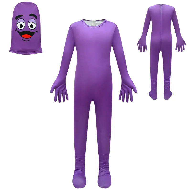 

wiwiwi 123Kids Shake Costume Grimace Set 3D Style Halloween Cosplay Bodysuit for Boys Girls Cute Cartoon Clothing As Bir