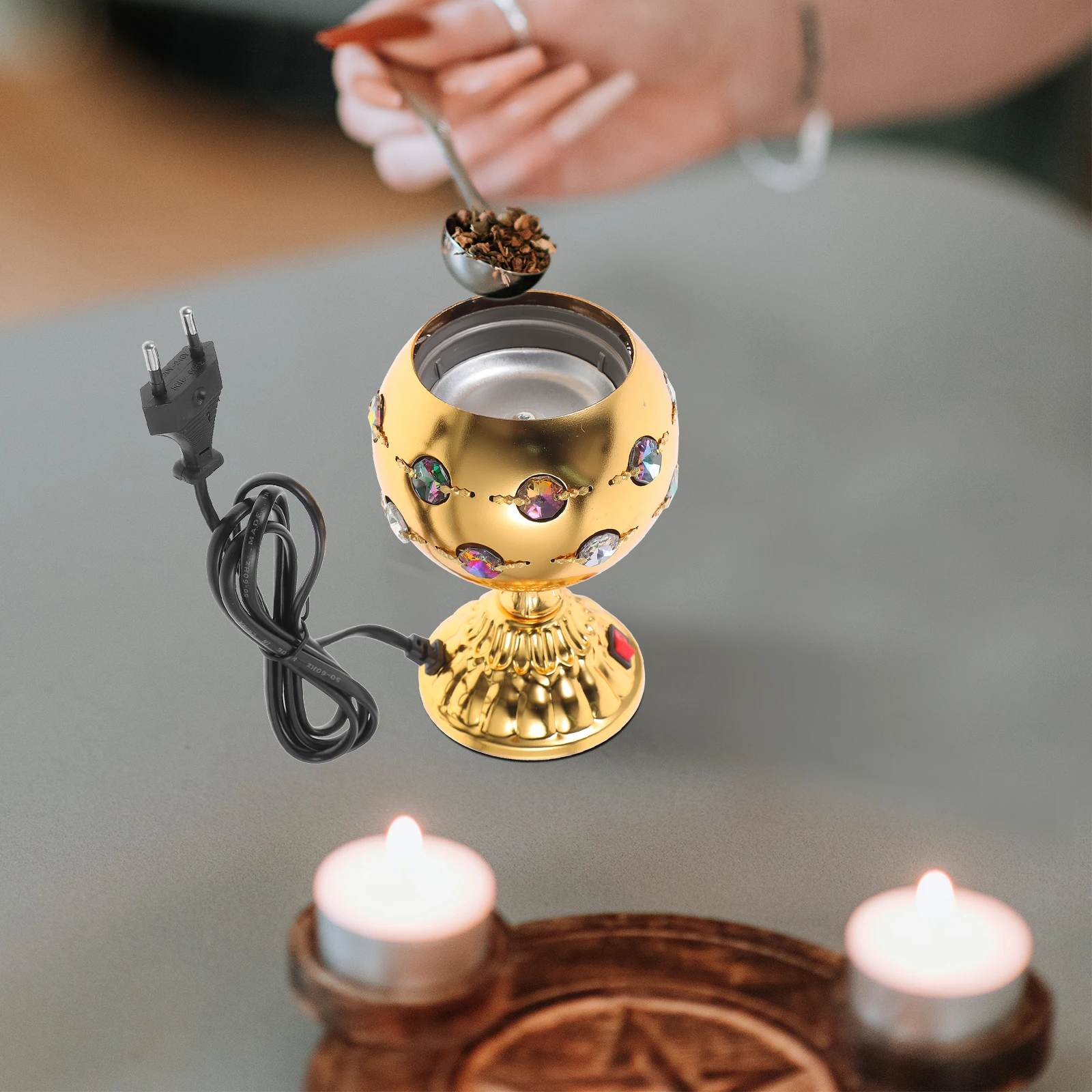 

Electric Incense Burner Arabian Style in Censer EU Metal Middle East Decor Office Yoga Room Teahouse Portable Aromatic Fragrance