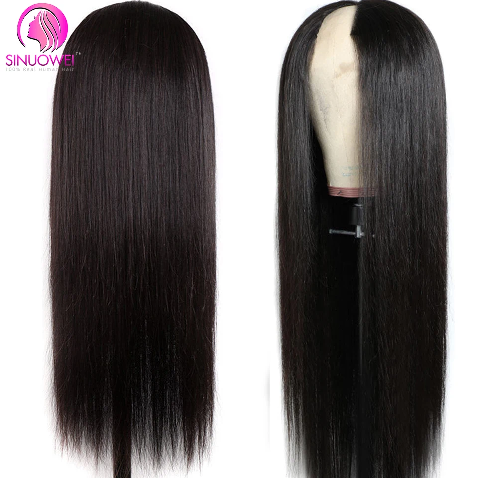 V U Part Wig Human Hair No Leave Out Straight Human Hair Wigs For Women 150% No Glue V Part Straight Remy Hair Cheap Wig