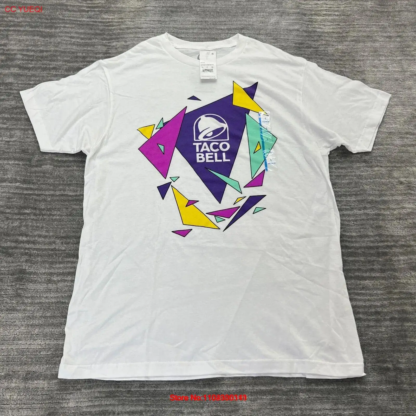 

Taco Bell Shirt Size L Men Run For The Border Fast Food Tee T-Shirt White NWT