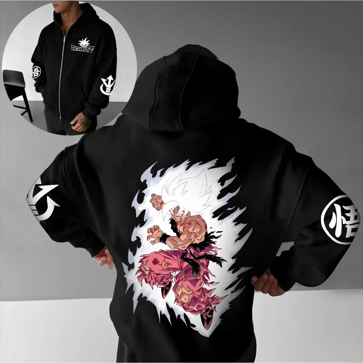 

Dragon Ball Majin Buu Trend Explosion Pink Villain Аниме Толстовка Мужская Черная Хлопок Повседневная Осень Зима Уличная Одежда Мода Косплей