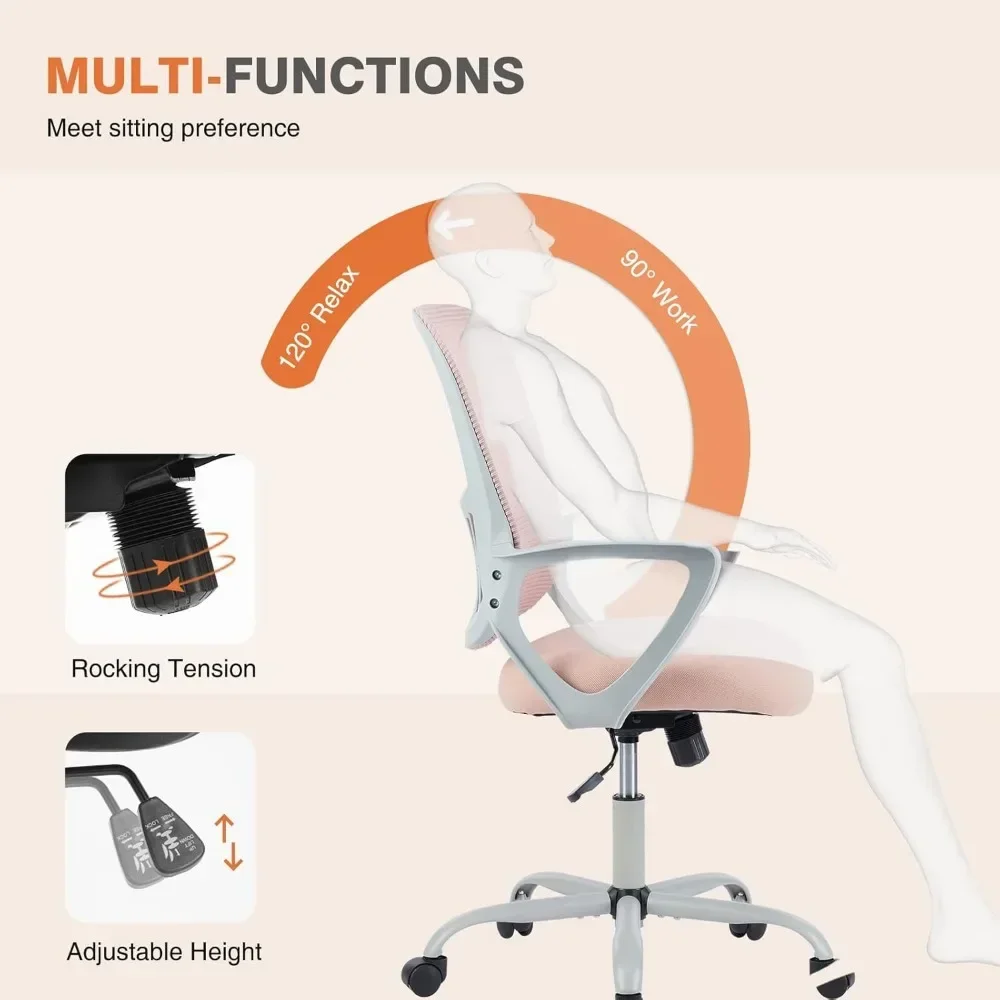 

A Office chair ergonomically designed middle back mesh rolling work rotating chair18.5"D x 20.08"W x 41.5"H