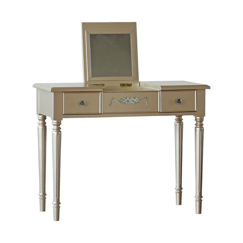 American solid wood dresser bedroom makeup mirror combination small apartment with mirror dressing desk neoclassical