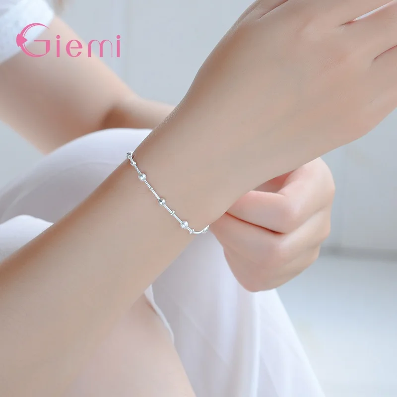 Trendy Hot Sale 925 Silver Jewelry Pretty Nice Stackable Beads Bracelet Anklet For Girls Women Fashion Bangle  Hot Sale