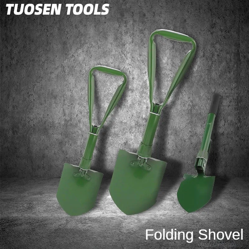 Outdoor camping folding shovel with compass at the tail Stainless steel  Portable garden shovel Agricultural shovel