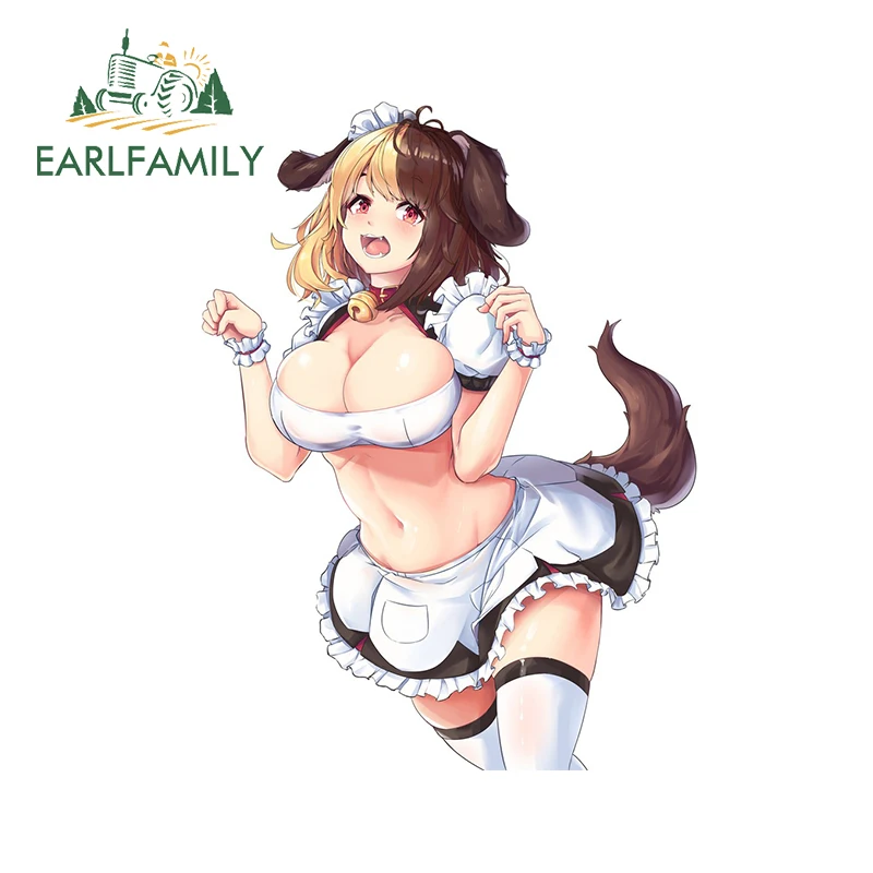 EARLFAMILY 13cm X 9.8cm Beauty Maid Anime Car Stickers Last Original Graphics Decal Windshield Air Conditioner Vinyl Car Wrap