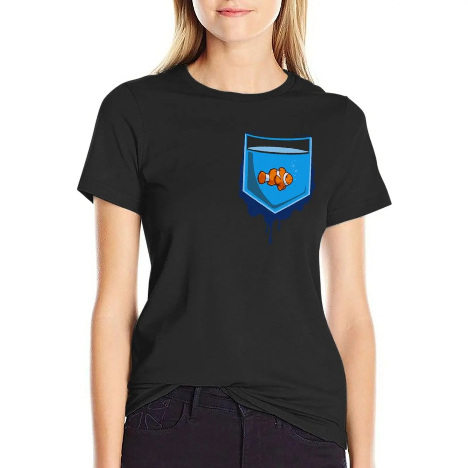 

Pocket fish T-Shirt shirts graphic tees vintage clothes t shirts for Womens