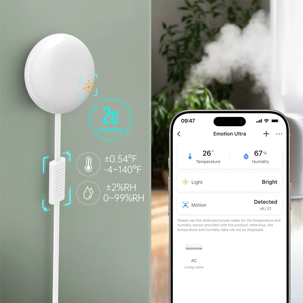 LinknLink eMotion Ultra 60GHz mmWave Radar WiFi Sensor de presença inteligente, IR, brilho, temperatura, umidade, MQTT, funciona com Alexa