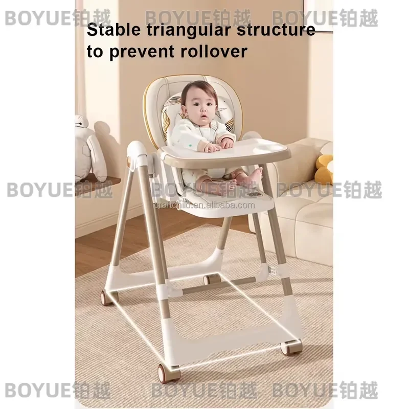 Portable Baby High Chair Foldable Feeding Seat with Safety Harness Swing Function for Toddlers Infants Kids Dining Booster view 4