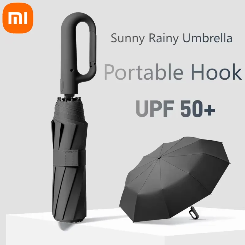 Xiaomi Windproof Umbrella Strong 105CM Reinforced Automatic Folding Umbrella Large Buckle Handle Wind/Water/Sun Resistant