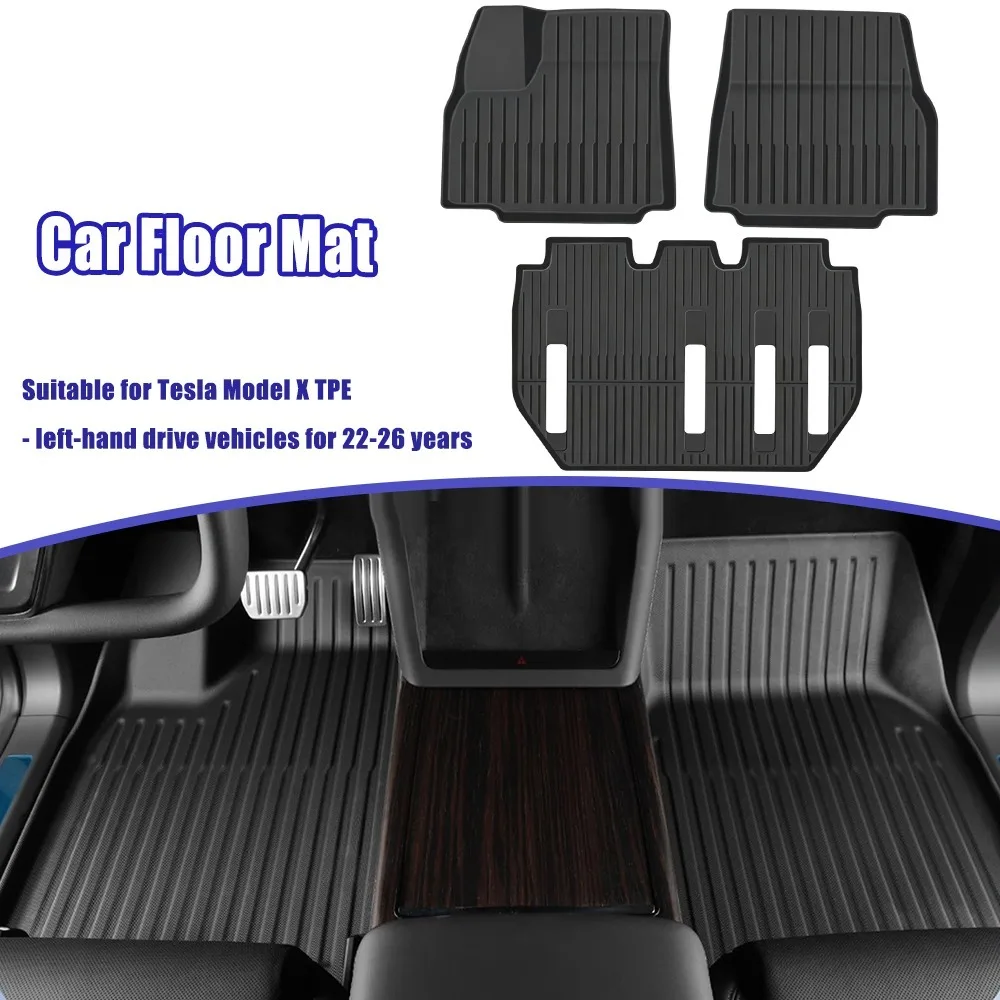 For Tesla Model X 2022 -2026 TPE 3D Floor Mats Trunk Cargo Liners All Weather Waterproof Anti Slip 5/6/7 Left Hand Driving